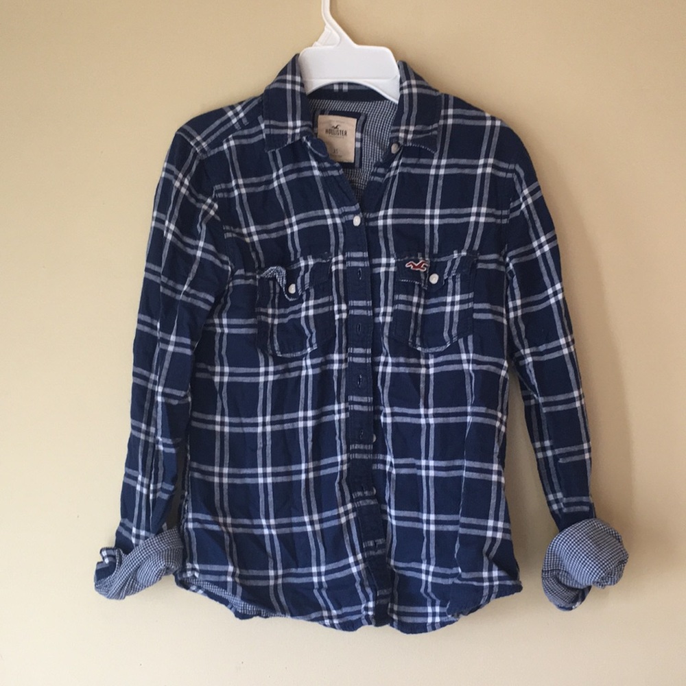 Windowpane Plaid Blue Shirt